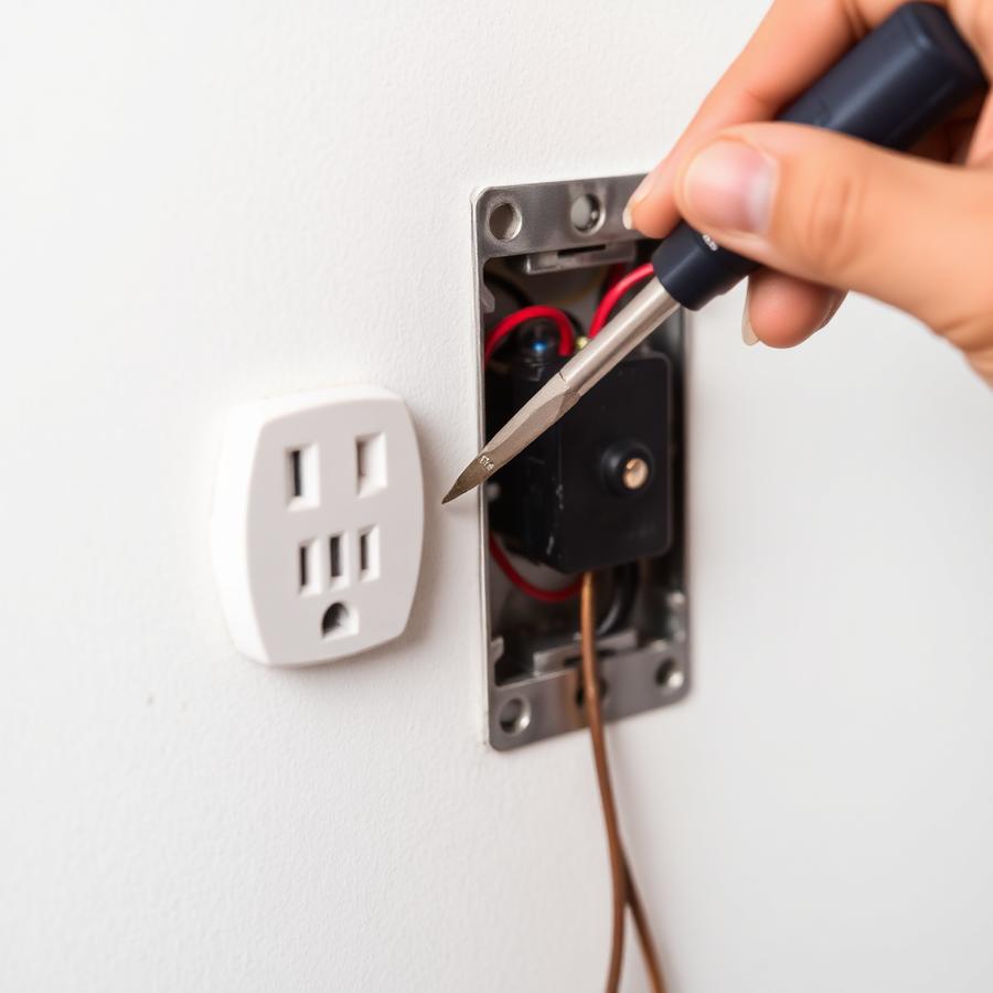 Electrician wiring a new wall socket during a domestic rewire in Reading