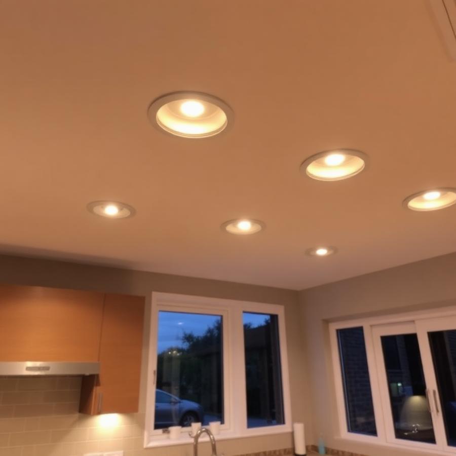 LED downlights installed in a Reading kitchen ceiling after upgrade